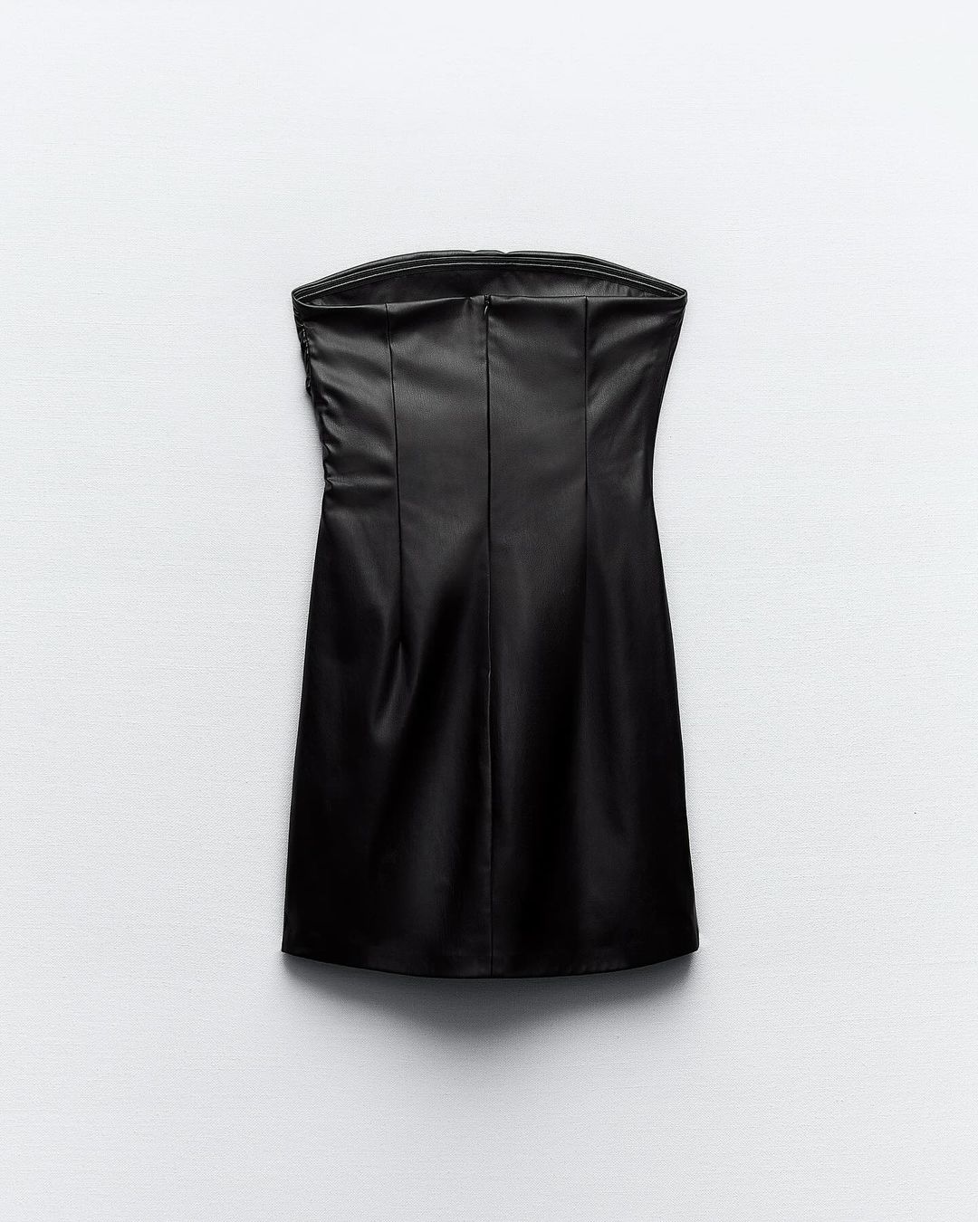 FAUX LEATHER STRAPLESS DRESS