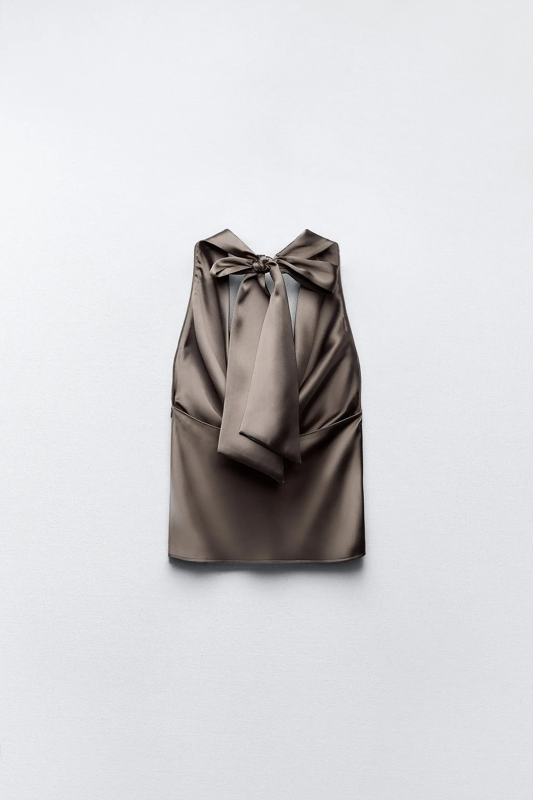 SATIN HALTER TOP WITH BOW DETAIL