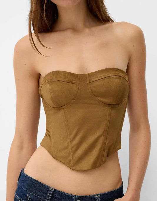 SUEDE LEATHER CORSET TOP