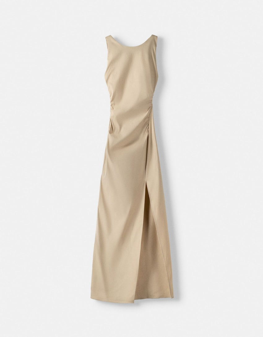 FITTED SLEEVELESS BENGALINE MIDI DRESS