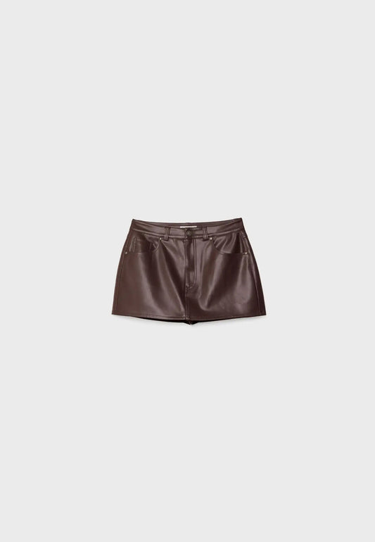 FAUX LEATHER SKORT